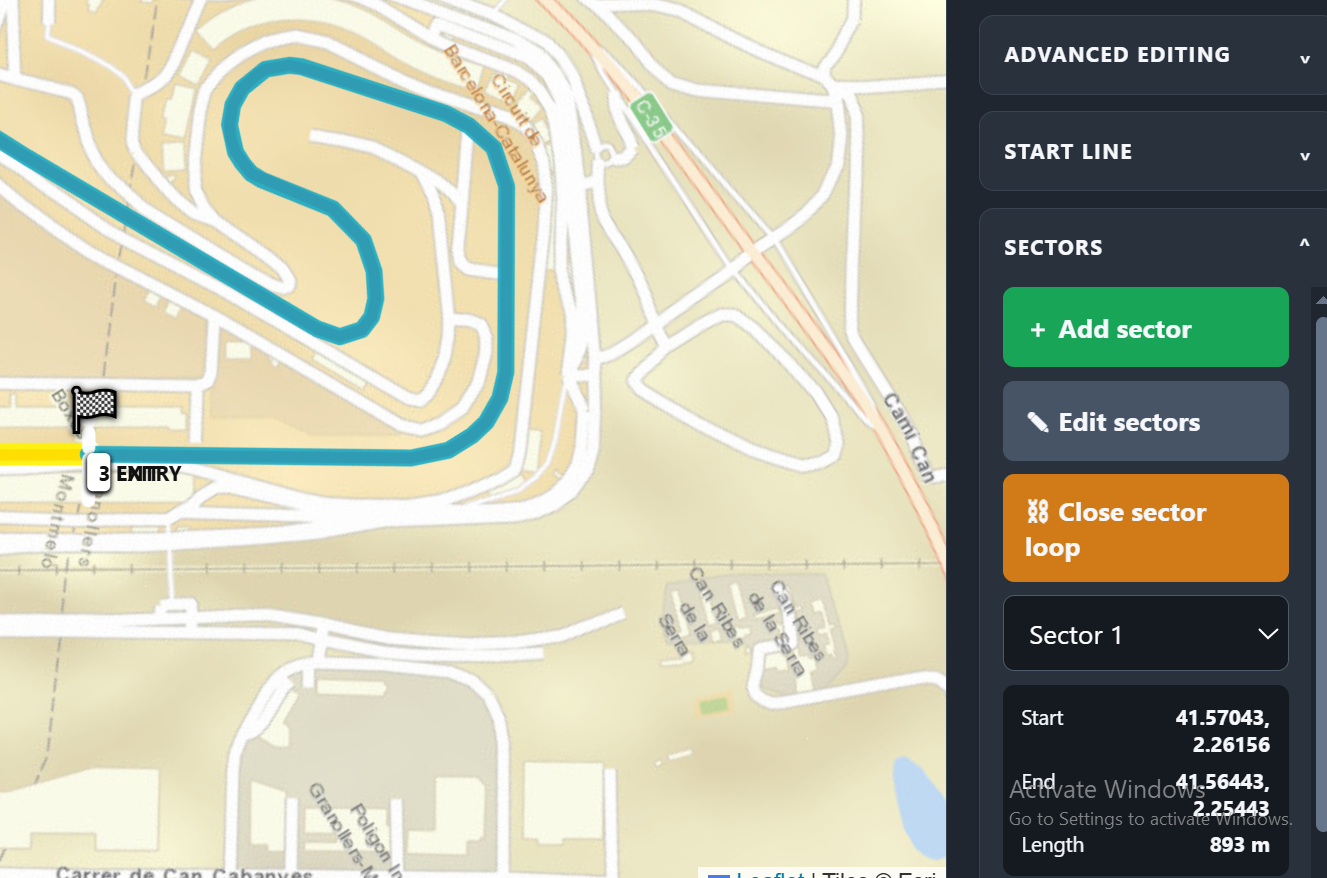 GPS start position and race direction controls